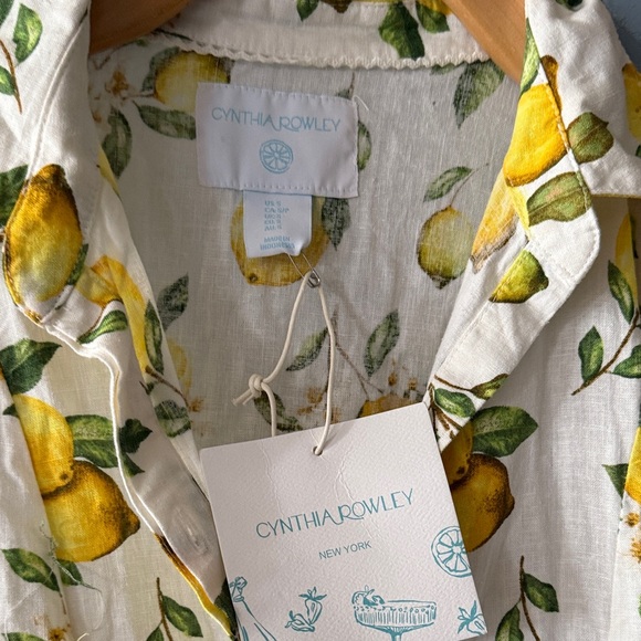 Cynthia Rowley White Maxi Dress with Yellow Lemon Print linen - Picture 5 of 10